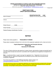 Document preview: Credit Services Business Registration Form - Virginia