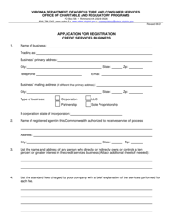 Credit Services Business Registration Form - Virginia, Page 2