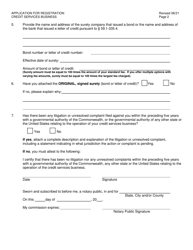 Credit Services Business Registration Form - Virginia, Page 3