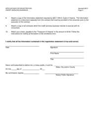 Credit Services Business Registration Form - Virginia, Page 4