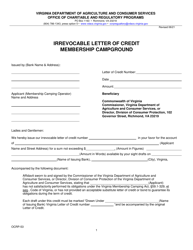 Form OCRP-53 Irrevocable Letter of Credit - Membership Campground - Virginia