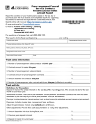 Document preview: Form FDE-653-013 Prearrangement Funeral Service Contract Trust/Insurance Sales Annual Report - Washington