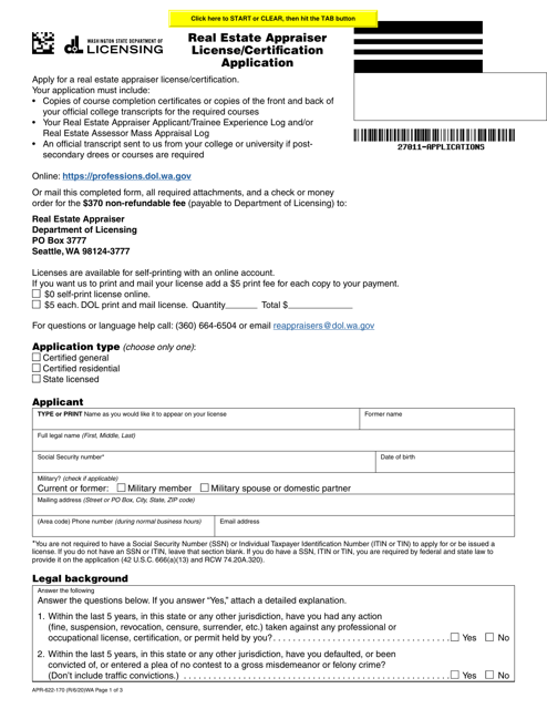 Form APR-622-170  Printable Pdf