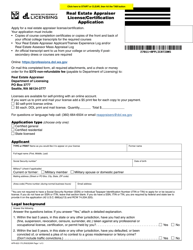 Form APR-622-170 Real Estate Appraiser License/Certification Application - Washington