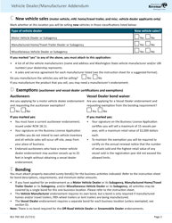 Form BLS700 182 Vehicle Dealer/Manufacturer Addendum - Washington, Page 2