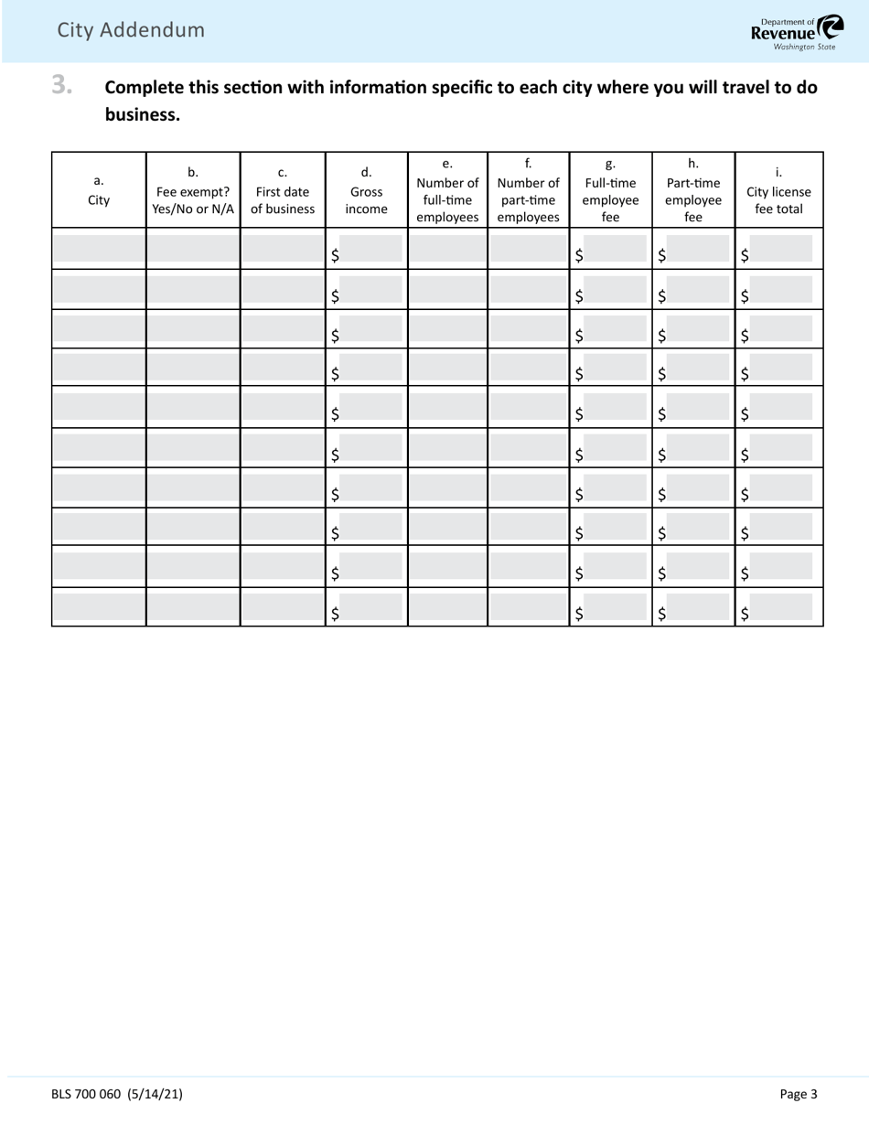 Form BLS700 060 City Addendum - Washington, Page 3