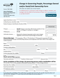 Form REV700 306 Change in Governing People, Percentage Owned and/or Stock/Unit Ownership Form - Washington