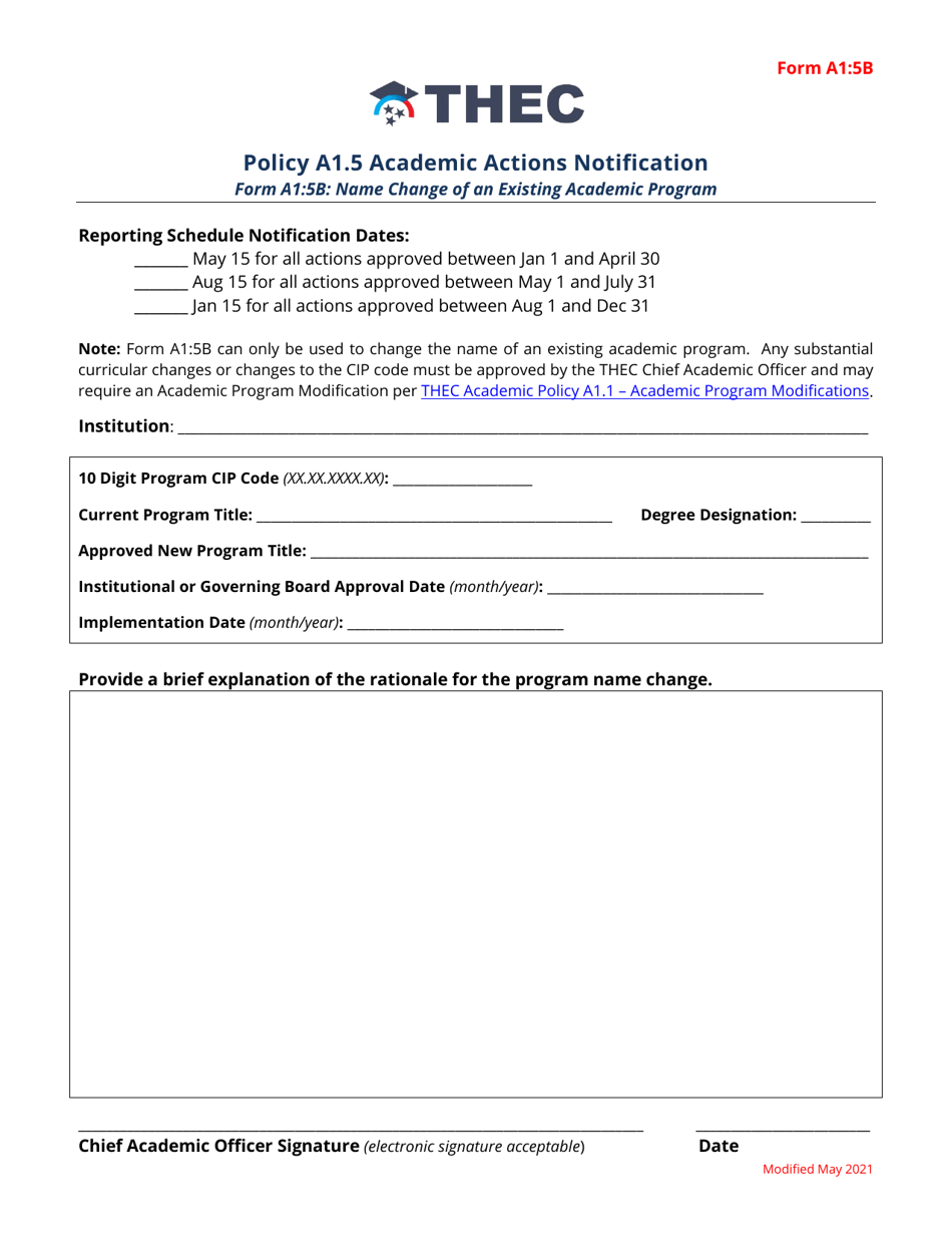 Form A1:5B - Fill Out, Sign Online and Download Fillable PDF, Tennessee ...