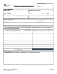 DSHS Form 06-186 Financial Solvency Information - Washington