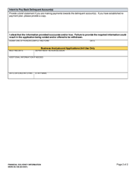 DSHS Form 06-186 Financial Solvency Information - Washington, Page 2