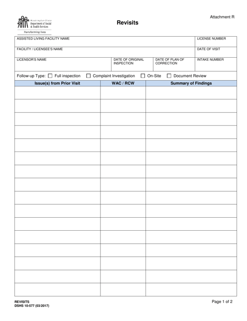 DSHS Form 10-577 Attachment R  Printable Pdf