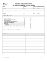 DSHS Form 10-688 Pasrr Level 2 Evaluation and Determination - Washington