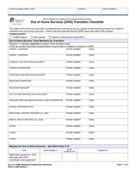 DSHS Form 10-669 Out of Home Services (Ohs) Transition Checklist - Washington