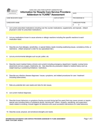 DSHS Form 13-915 Information for Respite Care Service Providers: Addendum to Tcare Assessment - Washington