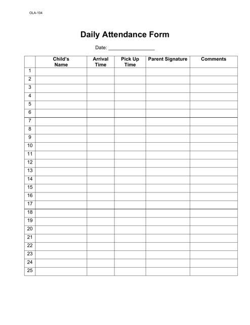 Form OLA-104  Printable Pdf