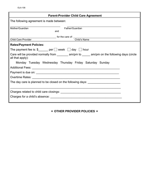 Form OLA-108  Printable Pdf