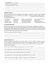 Form OLA-113 Emergency Preparedness and Response Plan Family Child Care Home Template - South Dakota, Page 3