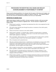 Form OLA-112 Procedures for Identifying Child Abuse and Neglect Acknowledgement of Responsibility to Report - South Dakota