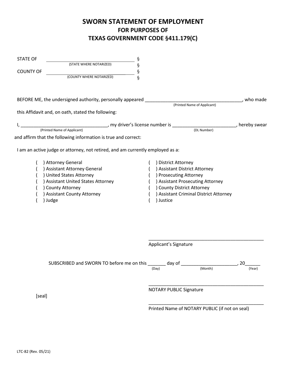 form-ltc-82-download-fillable-pdf-or-fill-online-sworn-statement-of-employment-for-purposes-of