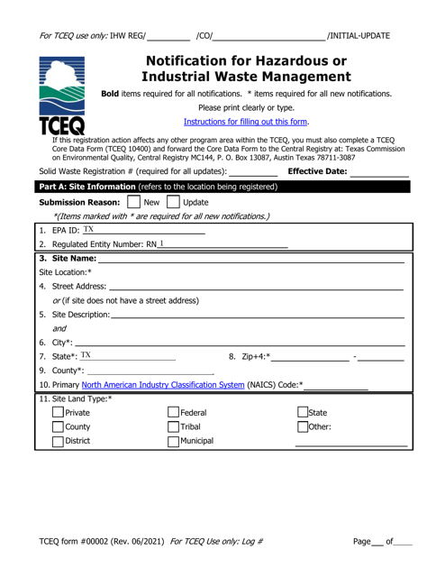 Form TCEQ-00002  Printable Pdf