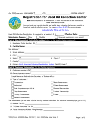 Document preview: Form TCEQ-00533 Registration for Used Oil Collection Center - Texas