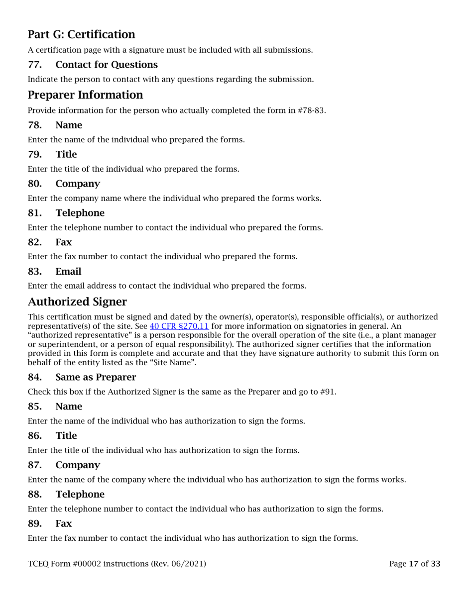 Instructions for Form TCEQ-00002 Notification for Hazardous or Industrial Waste Management - Texas, Page 17