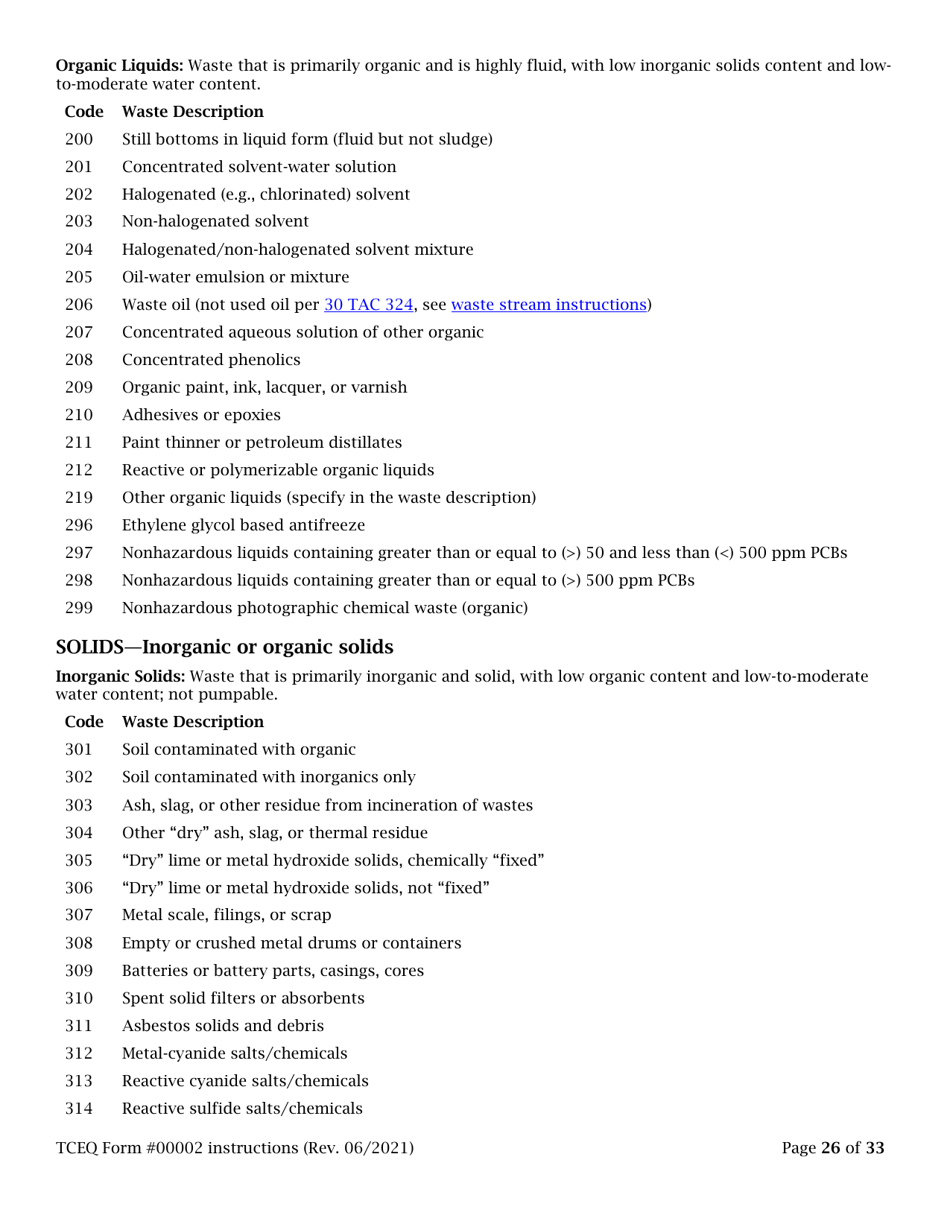 Instructions for Form TCEQ-00002 Notification for Hazardous or Industrial Waste Management - Texas, Page 26