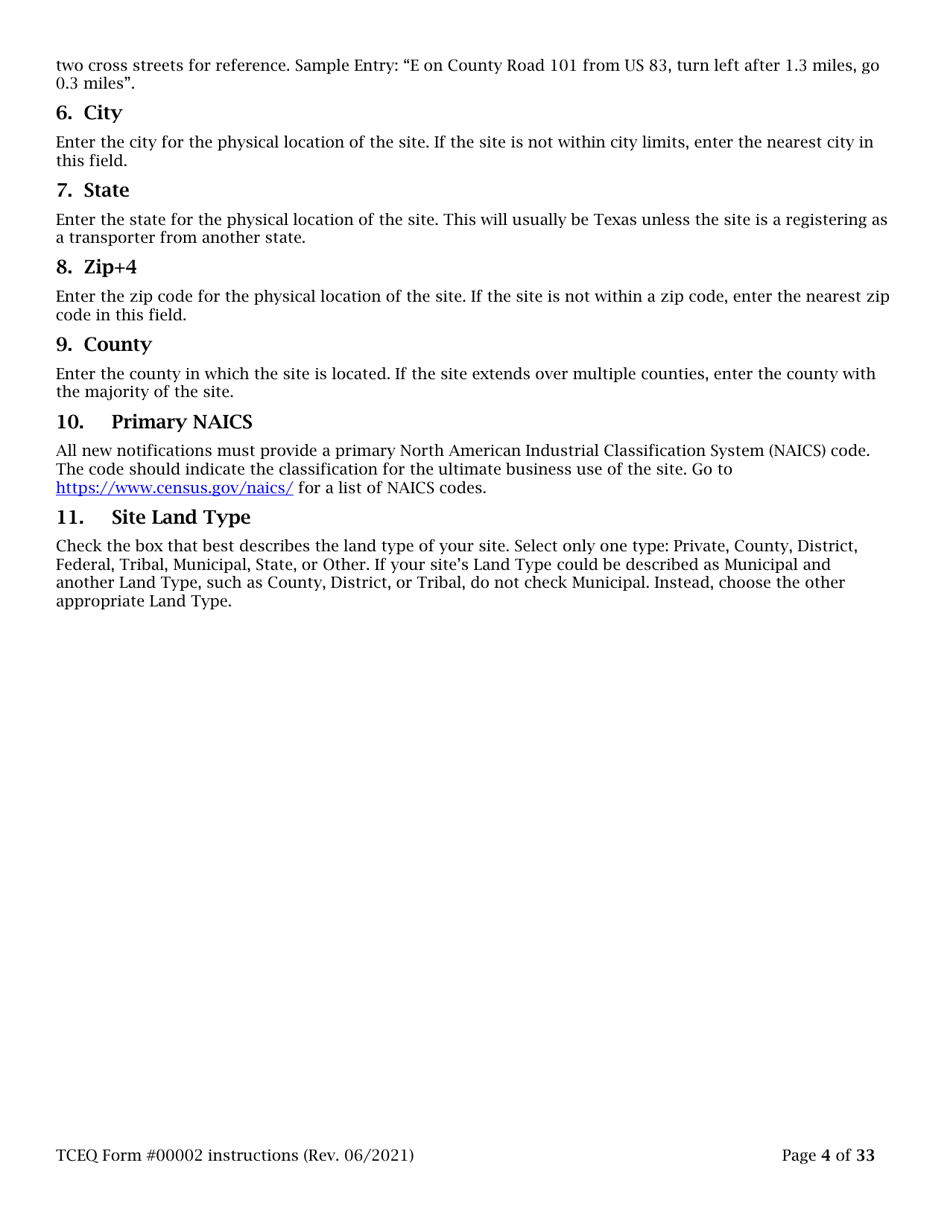 Instructions for Form TCEQ-00002 Notification for Hazardous or Industrial Waste Management - Texas, Page 4