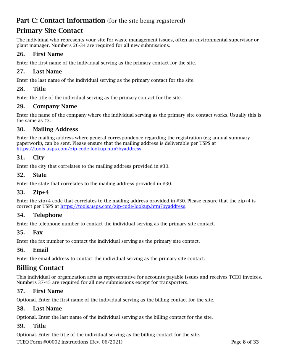 Instructions for Form TCEQ-00002 Notification for Hazardous or Industrial Waste Management - Texas, Page 8