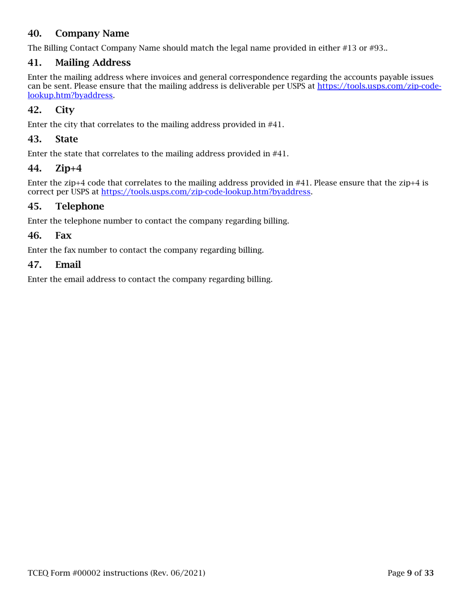 Instructions for Form TCEQ-00002 Notification for Hazardous or Industrial Waste Management - Texas, Page 9