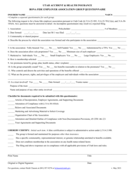 &quot;Utah Accident &amp; Health Insurance Bona Fide Employer Association Group Questionnaire&quot; - Utah