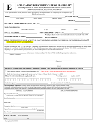 Application for Certificate of Eligibility - Utah, Page 2