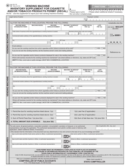 Form 69-119  Printable Pdf