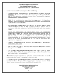 Provisional Funeral Director Application - Texas, Page 2