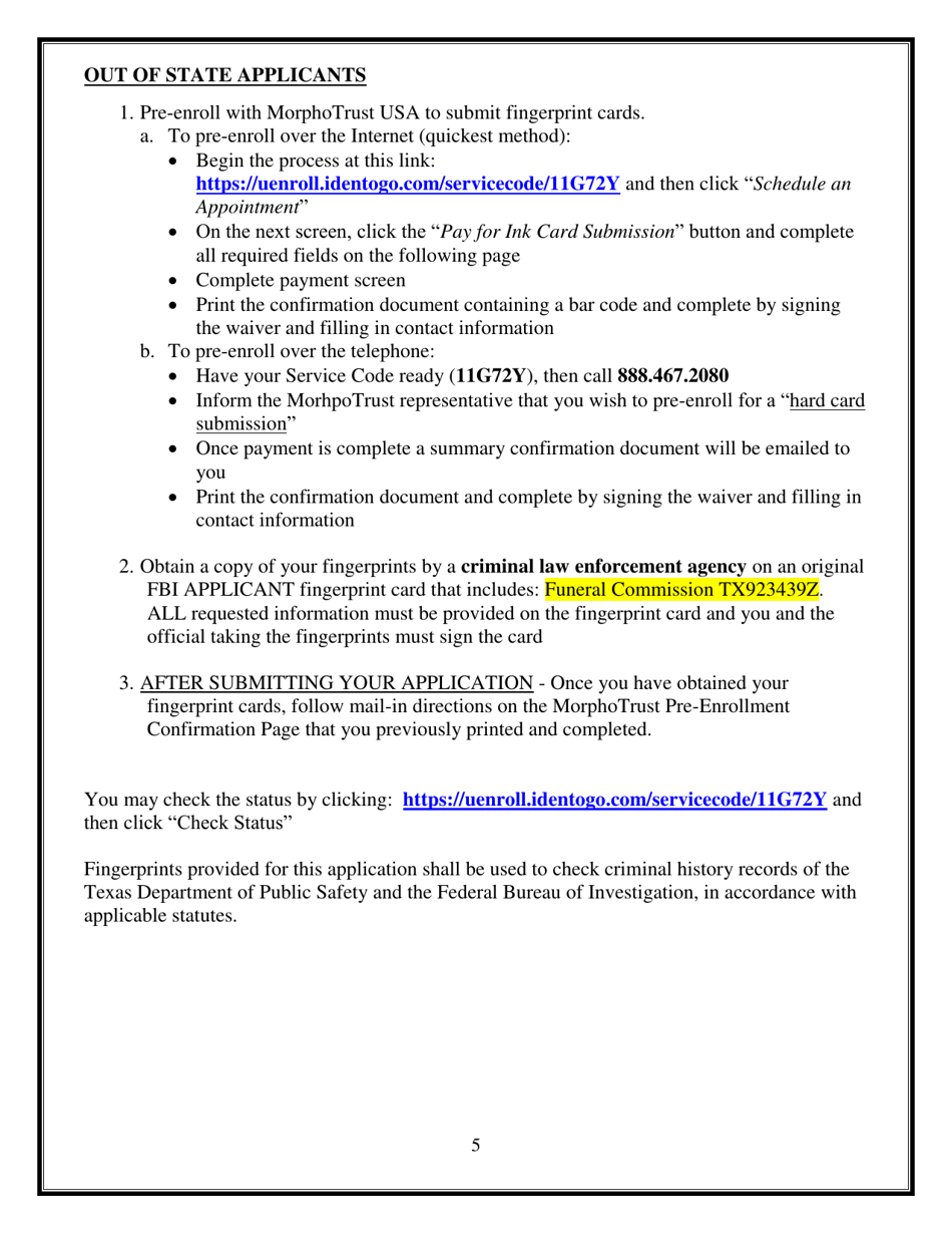 Alternative Embalmer Application - Texas, Page 5