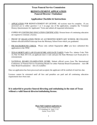 Document preview: Reinstatement Application - Texas