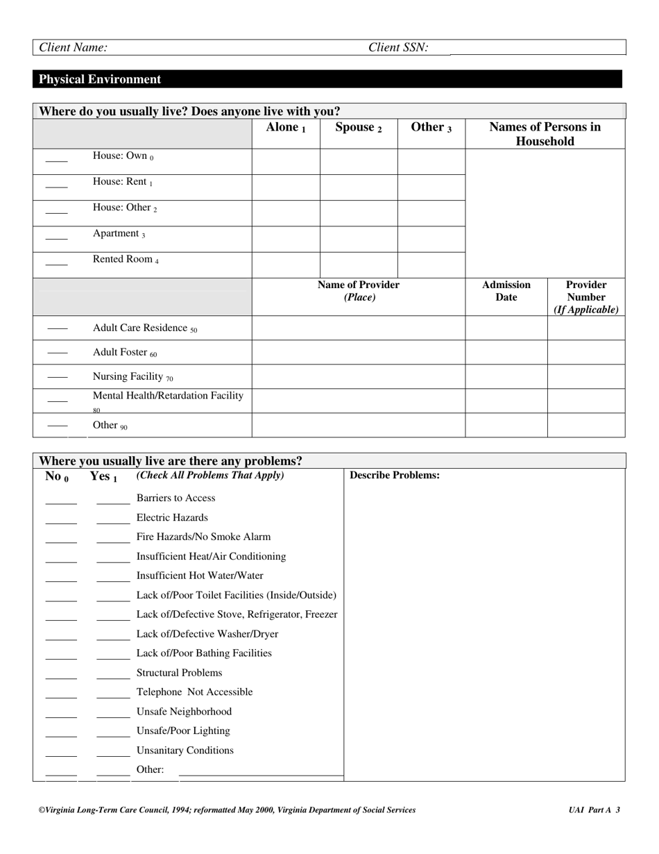 Virginia Uniform Assessment Instrument - Virginia, Page 3