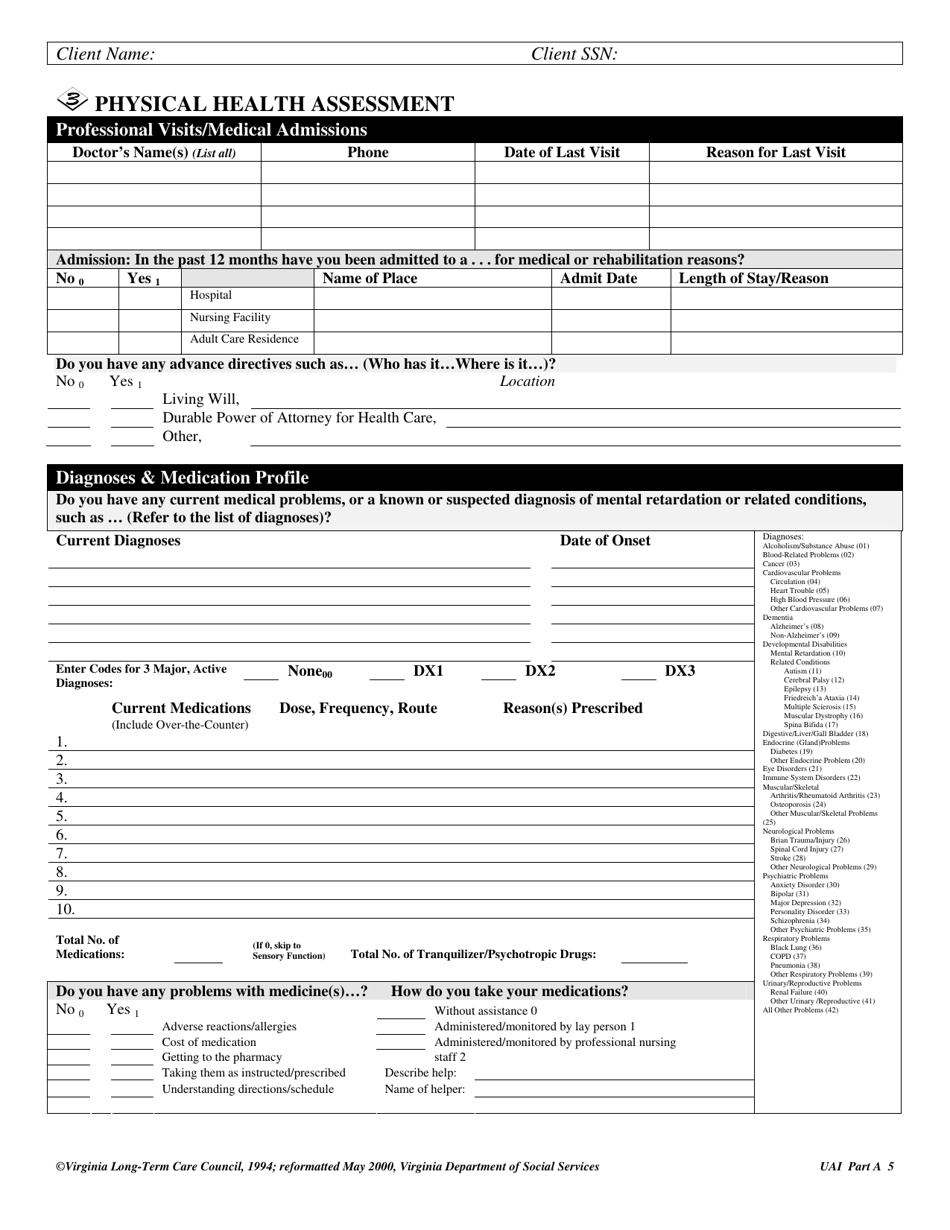 Virginia Uniform Assessment Instrument - Virginia, Page 5