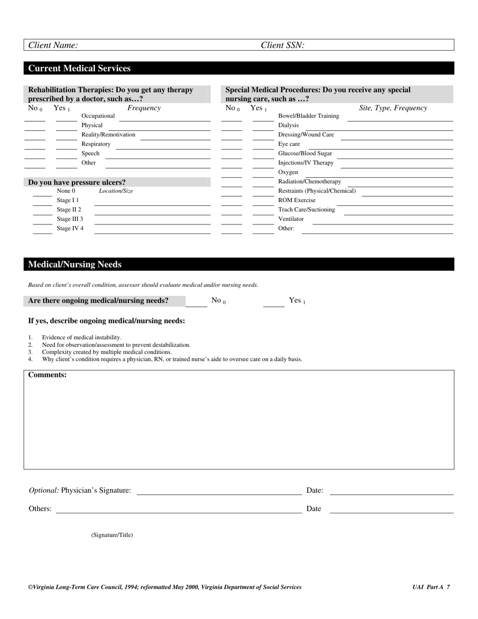 Virginia Uniform Assessment Instrument - Virginia, Page 7