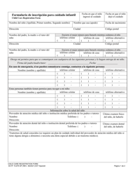 DCYF Formulario 15-879 Formulario De Inscripcion Para Cuidado Infantil - Washington (Spanish)