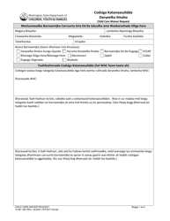 DCYF Form 15-961 &quot;Child Care Waiver Request&quot; - Washington (Somali)