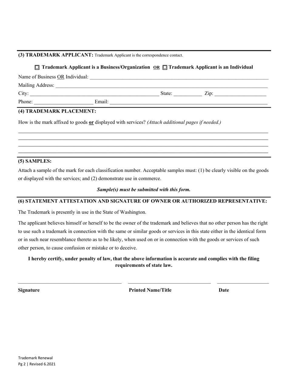 Trademark Renewal - Washington, Page 4