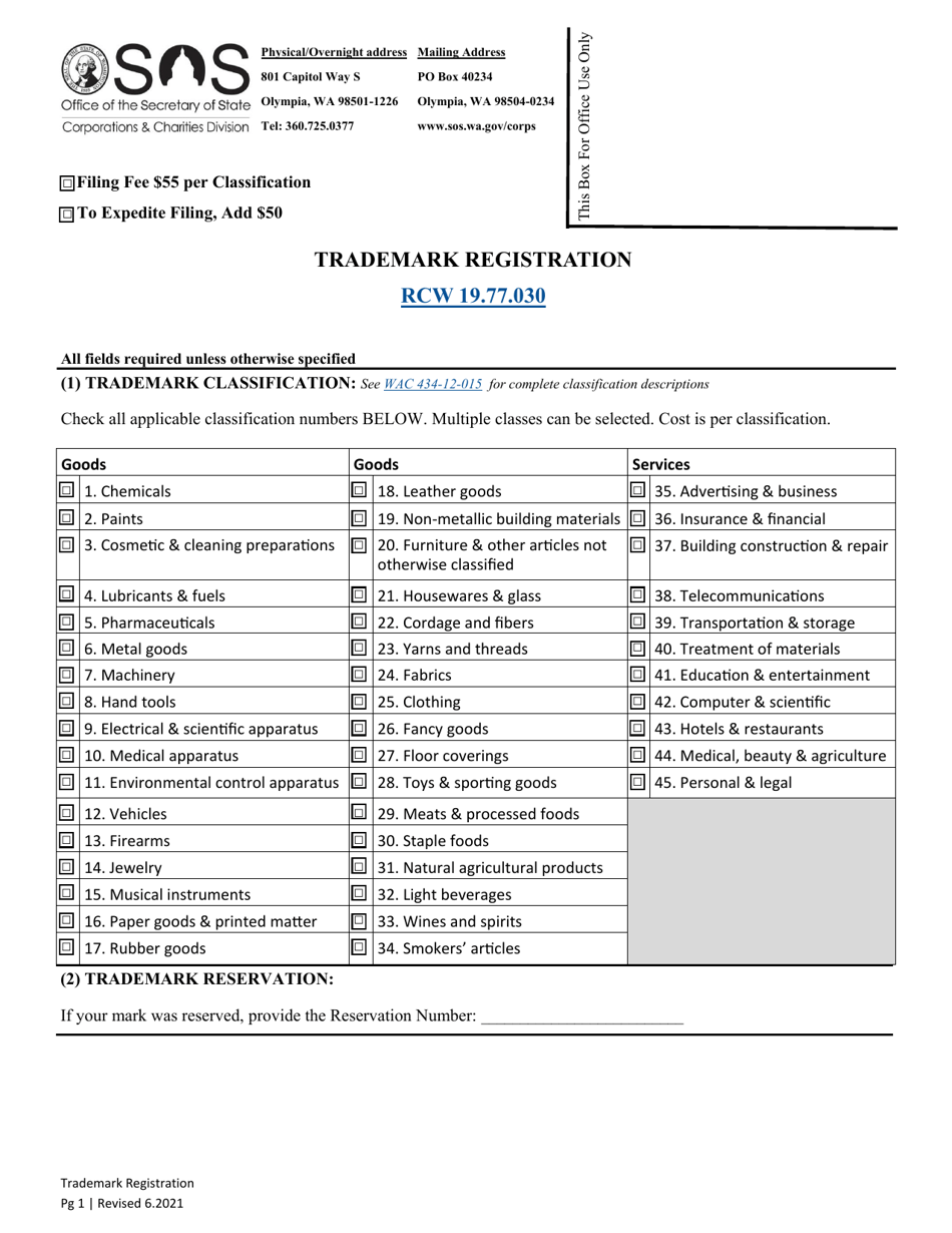 Trademark Registration - Washington, Page 3