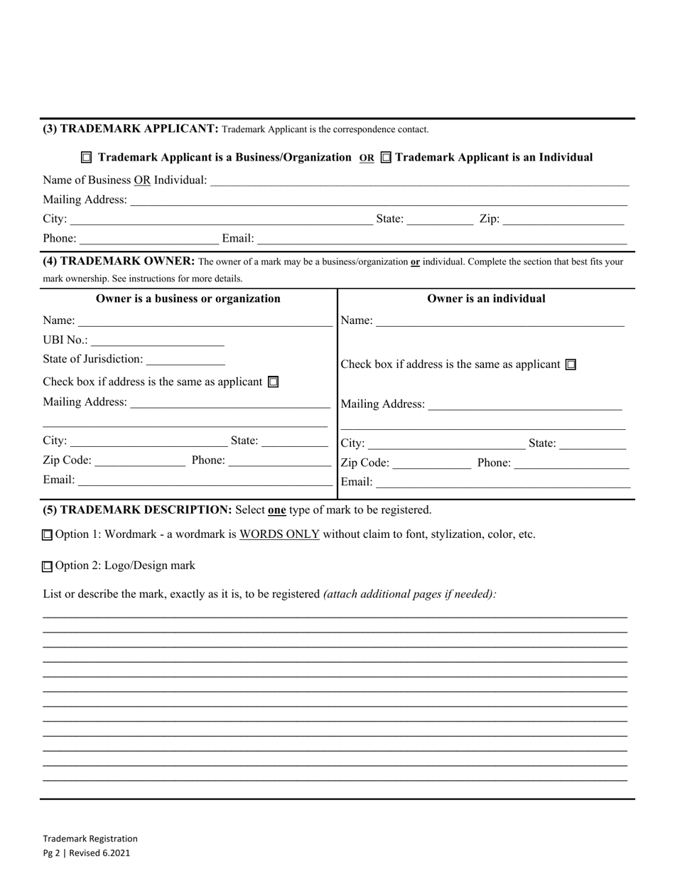 Trademark Registration - Washington, Page 4