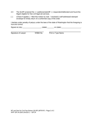 Form WPF GR34.0200 Motion and Declaration for Waiver of Civil Fees and Surcharges (Qlsp Filing) (Mtwvf) - Washington, Page 2