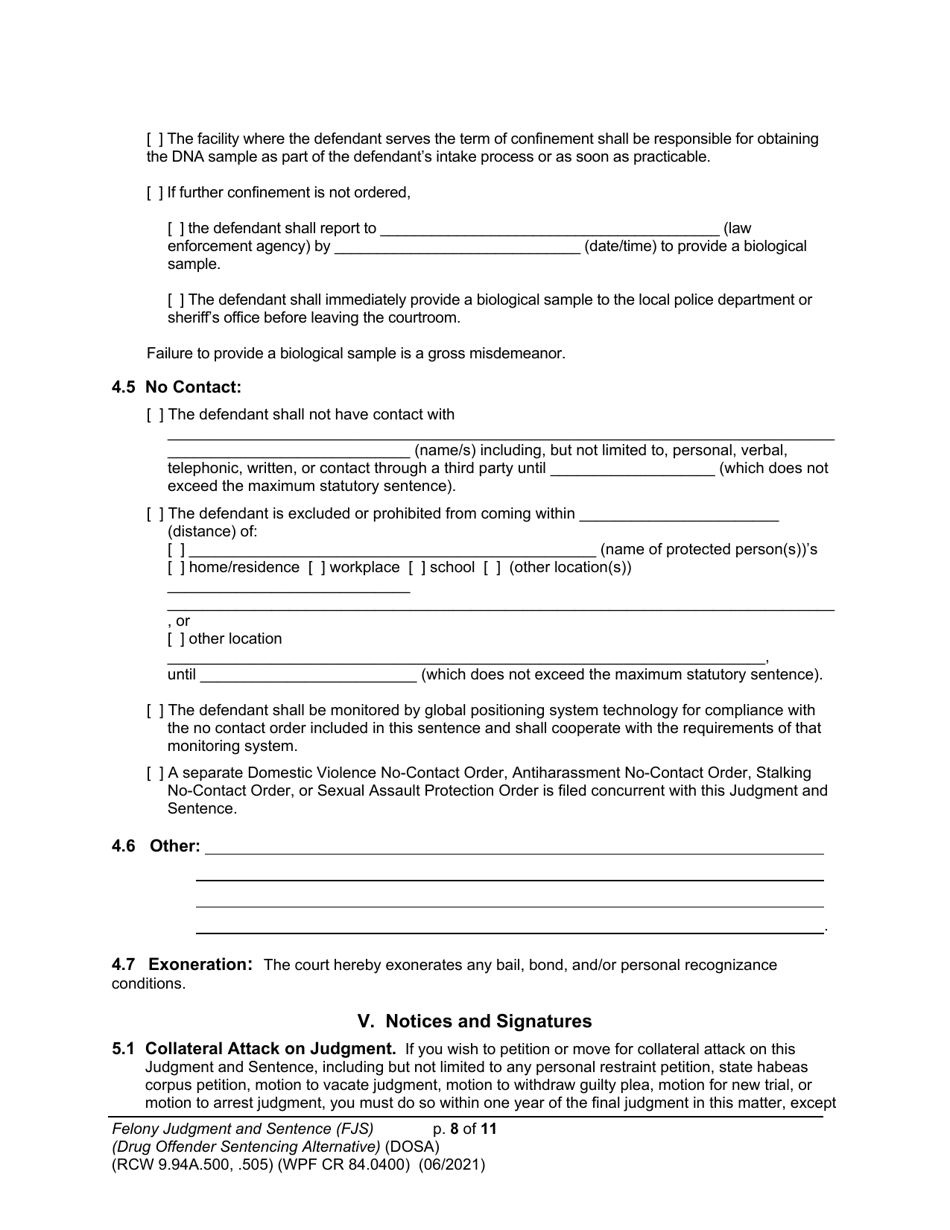 Form WPF CR84.0400 DOSA Download Printable PDF or Fill Online Felony ...