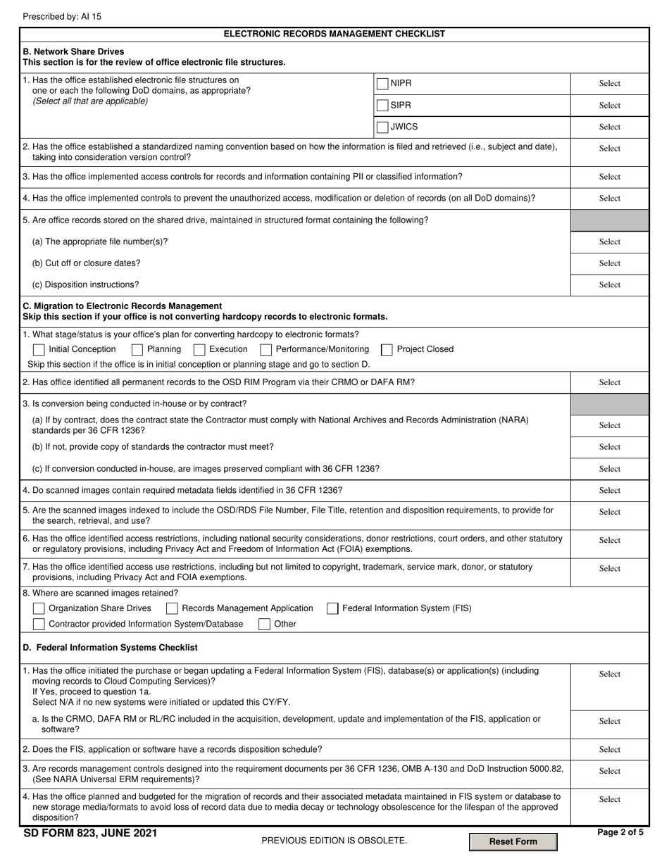 SD Form 823 Download Fillable PDF or Fill Online Division/Branch/Office ...