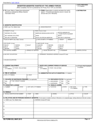 Document preview: DD Form 553 Deserter/Absentee Wanted by the Armed Forces