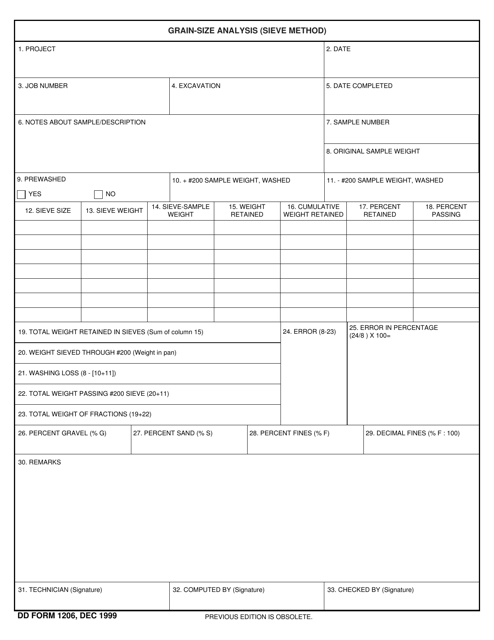 DD Form 1206  Printable Pdf