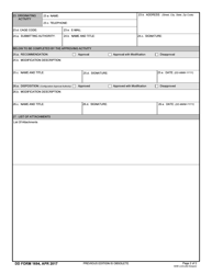 DD Form 1694 Request for Variance (Rfv), Page 2
